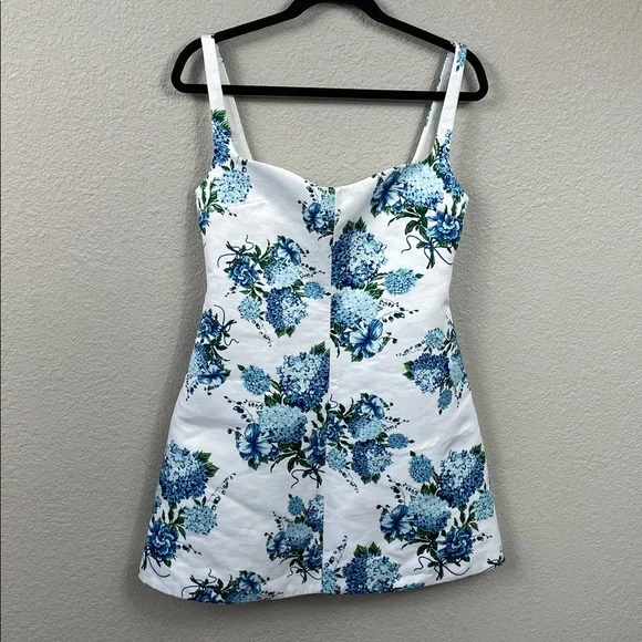 New Emilia Wickstead Thoni Floral Mini Dress White Blue Sz 8 - Picture 6 of 16